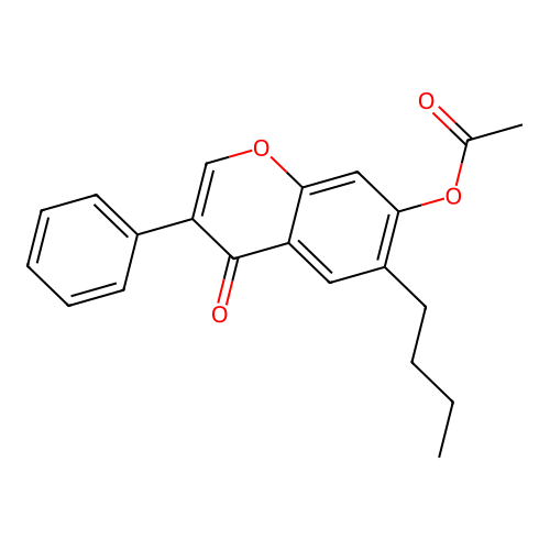 6-butyl-4-oxo-3-phenyl-4H-chromen-7-yl acetate structure