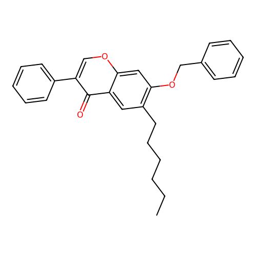7-(benzyloxy)-6-hexyl-3-phenyl-4H-chromen-4-one structure