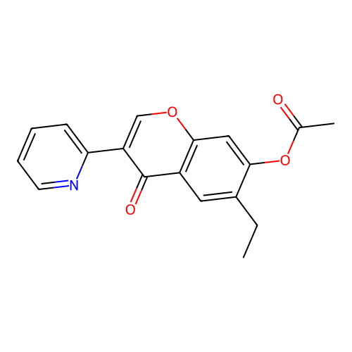 6-ethyl-4-oxo-3-(pyridin-2-yl)-4H-chromen-7-yl acetate structure