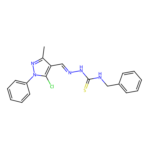 5-chloro-3-methyl-1-phenyl-1H-pyrazole-4-carbaldehyde N-benzylthiosemicarbazone structure