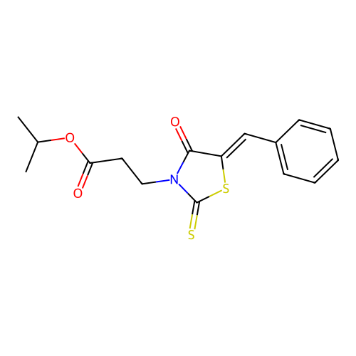 (Z)-isopropyl 3-(5-benzylidene-4-oxo-2-thioxothiazolidin-3-yl)propanoate structure