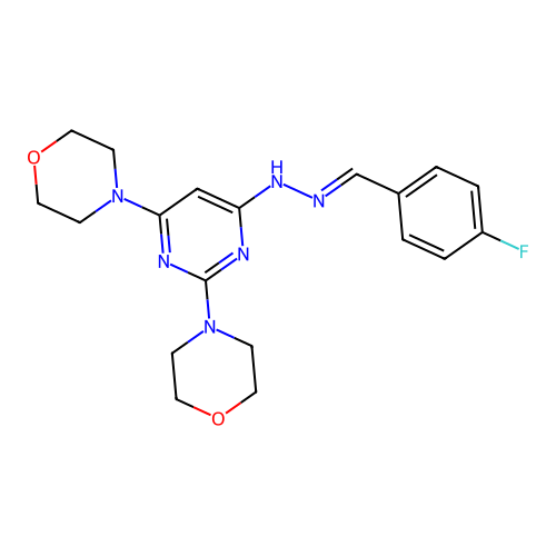 4-Fluorobenzaldehyde (2,6-dimorpholin-4-ylpyrimidin-4-yl)hydrazone structure