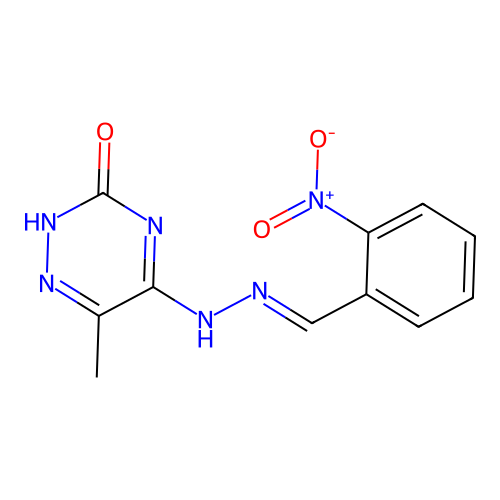 2-Nitrobenzaldehyde (6-methyl-3-oxo-2,3-dihydro-1,2,4-triazin-5-yl)hydrazone structure