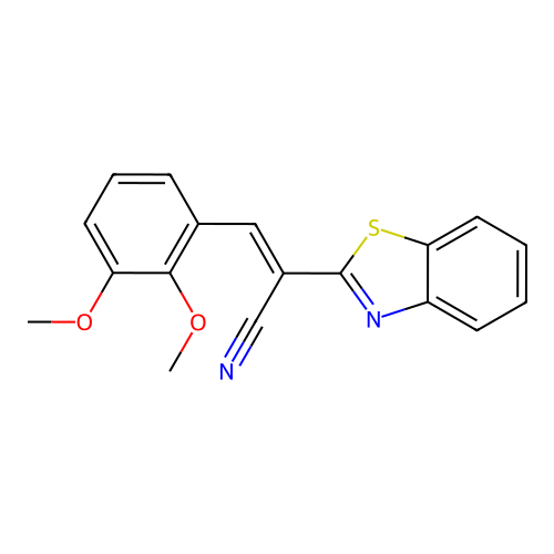 (2E)-2-(1,3-benzothiazol-2-yl)-3-(2,3-dimethoxyphenyl)prop-2-enenitrile structure