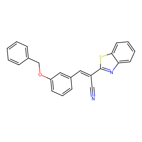 (2E)-2-benzothiazol-2-yl-3-[3-(phenylmethoxy)phenyl]prop-2-enenitrile structure