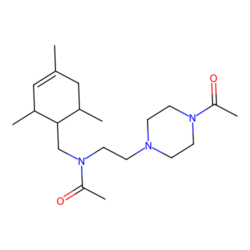 Acetamide, N-[2-(4-acetyl-1-piperazinyl)ethyl]-N-(2,4,6-trimethyl-3-cyclohexenylmethyl)- structure