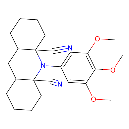 10-(3,4,5-trimethoxyphenyl)decahydroacridine-4a,10a(2H,10H)-dicarbonitrile structure