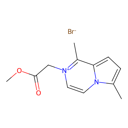 2-(2-Methoxy-2-oxoethyl)-1,6-dimethylpyrrolo[1,2-A]pyrazin-2-ium bromide structure