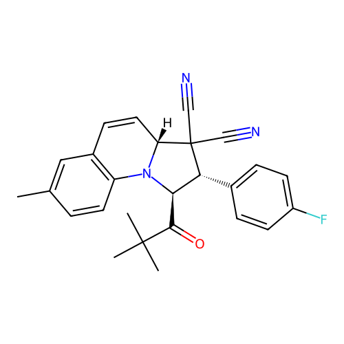 (1S,2S,3aR)-1-(2,2-dimethylpropanoyl)-2-(4-fluorophenyl)-7-methyl-2,3a-dihydro-1H-pyrrolo[1,2-a]quinoline-3,3-dicarbonitrile structure