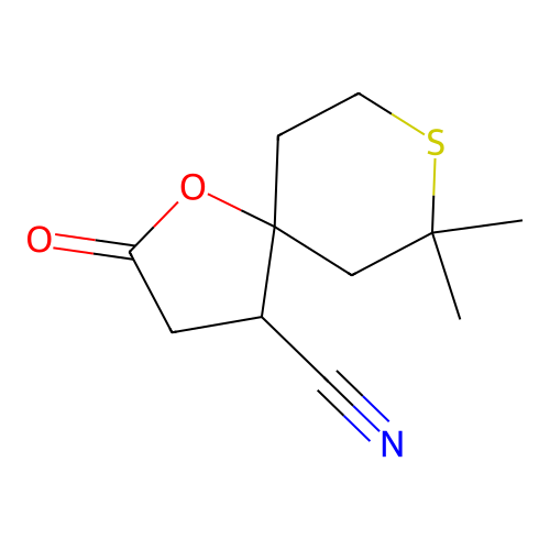 7,7-Dimethyl-2-oxo-1-oxa-8-thiaspiro[4.5]decane-4-carbonitrile structure