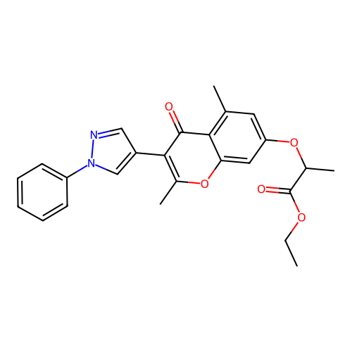 Ethyl 2-[2,5-dimethyl-4-oxo-3-(1-phenylpyrazol-4-yl)chromen-7-yl]oxypropanoate structure
