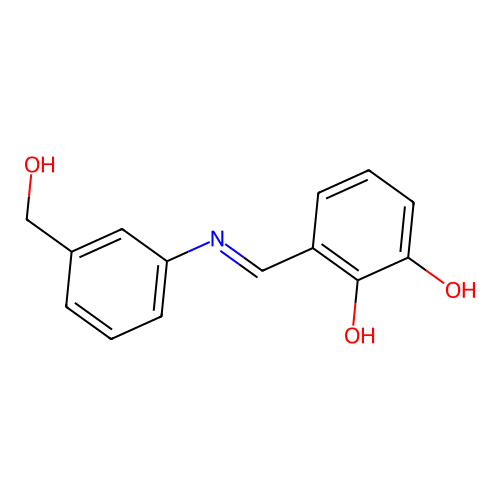3-({[3-(Hydroxymethyl)phenyl]imino}methyl)-1,2-benzenediol structure