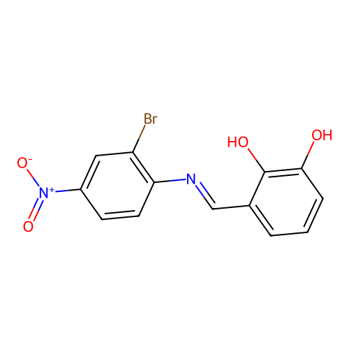 3-{(E)-[(2-bromo-4-nitrophenyl)imino]methyl}benzene-1,2-diol structure