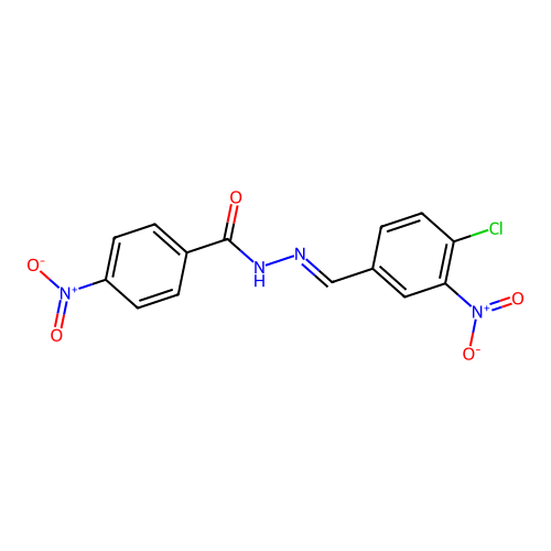 N-[(E)-(4-chloro-3-nitrophenyl)methylideneamino]-4-nitrobenzamide structure