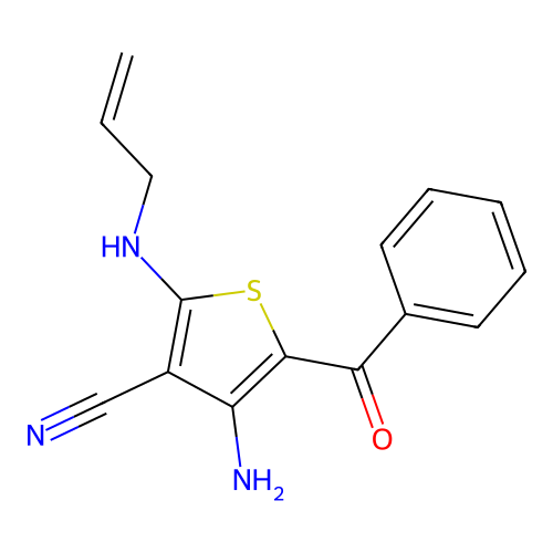 2-Allylamino-4-amino-5-benzoyl-thiophene-3-carbonitrile structure