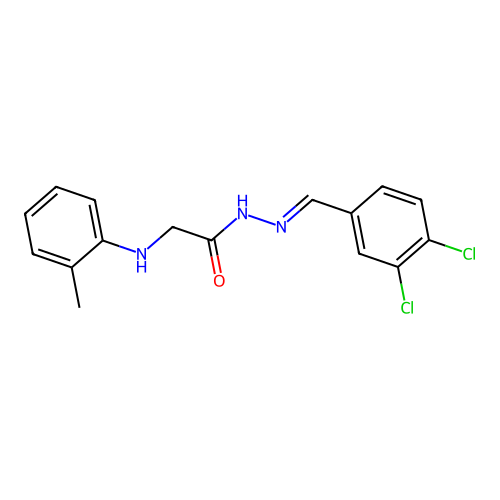 N-[(3,4-dichlorophenyl)methylideneamino]-2-(2-methylanilino)acetamide structure