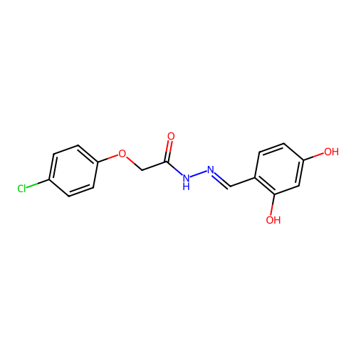 2-(4-chlorophenoxy)-N-[(2,4-dihydroxyphenyl)methylideneamino]acetamide structure