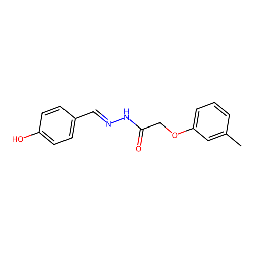 N-[(4-hydroxyphenyl)methylideneamino]-2-(3-methylphenoxy)acetamide structure