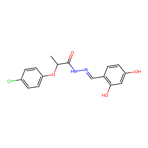 2-(4-chlorophenoxy)-N-[(2,4-dihydroxyphenyl)methylideneamino]propanamide structure