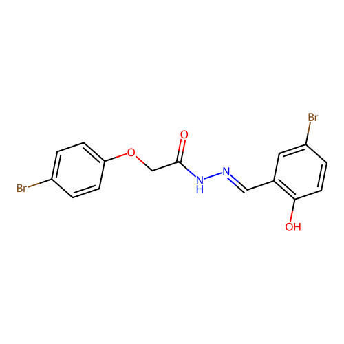 N-[(5-bromo-2-hydroxyphenyl)methylideneamino]-2-(4-bromophenoxy)acetamide structure