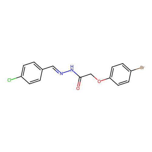 2-(4-bromophenoxy)-N-[(4-chlorophenyl)methylideneamino]acetamide structure