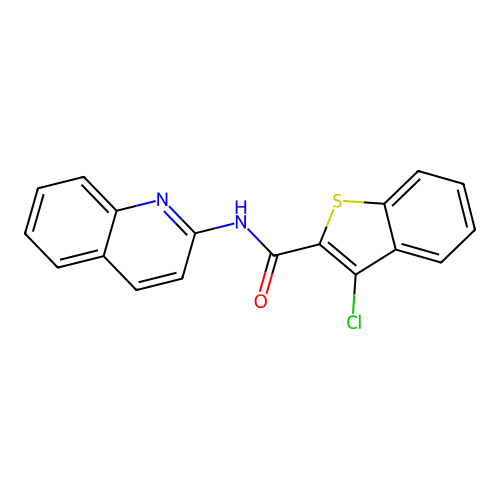 3-chloro-N-quinolin-2-yl-1-benzothiophene-2-carboxamide structure
