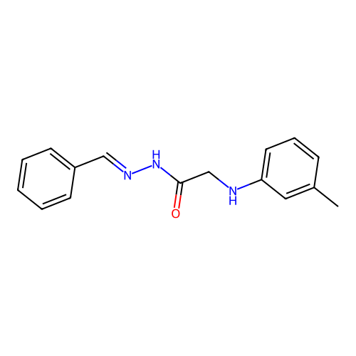 N-(benzylideneamino)-2-(3-methylanilino)acetamide structure