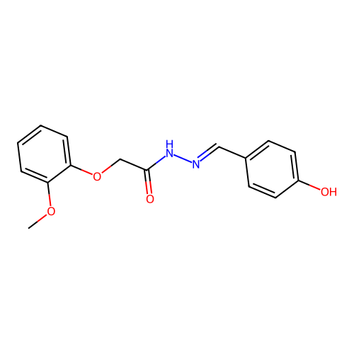 N-[(4-hydroxyphenyl)methylideneamino]-2-(2-methoxyphenoxy)acetamide structure