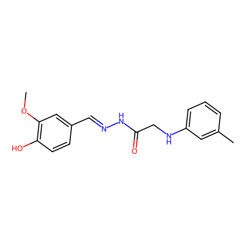 N-[(4-hydroxy-3-methoxyphenyl)methylideneamino]-2-(3-methylanilino)acetamide structure