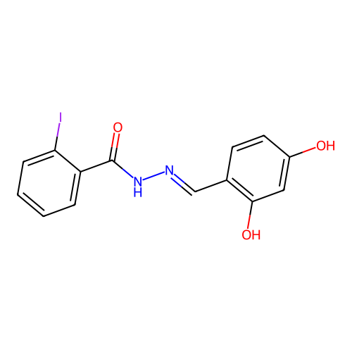 N-[(2,4-dihydroxyphenyl)methylideneamino]-2-iodobenzamide structure