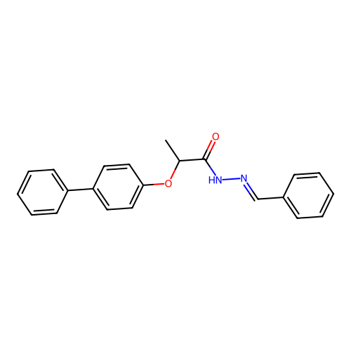 N-(benzylideneamino)-2-(4-phenylphenoxy)propanamide structure