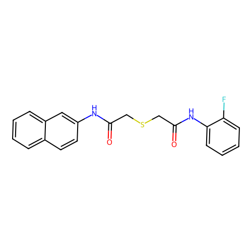 2-({2-[(2-fluorophenyl)amino]-2-oxoethyl}sulfanyl)-N-(naphthalen-2-yl)acetamide structure