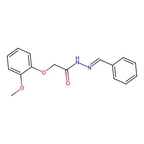 N-(benzylideneamino)-2-(2-methoxyphenoxy)acetamide structure