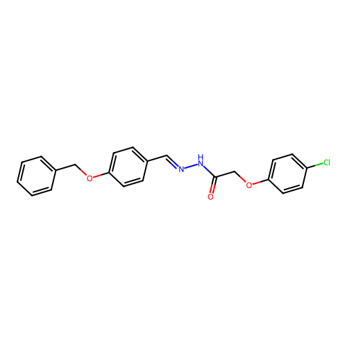 2-(4-chlorophenoxy)-N-[(4-phenylmethoxyphenyl)methylideneamino]acetamide structure