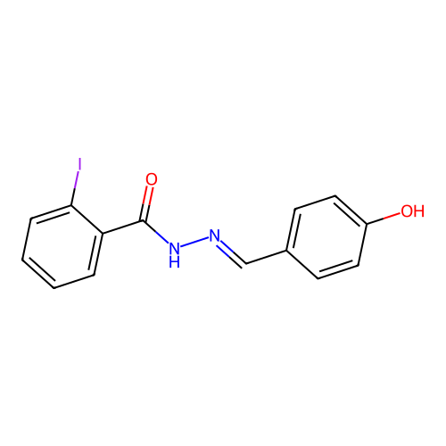 N-[(4-hydroxyphenyl)methylideneamino]-2-iodobenzamide structure