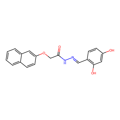N-[(2,4-dihydroxyphenyl)methylideneamino]-2-naphthalen-2-yloxyacetamide structure