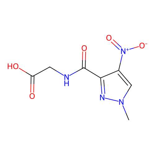 N-[(1-methyl-4-nitro-1H-pyrazol-3-yl)carbonyl]glycine structure