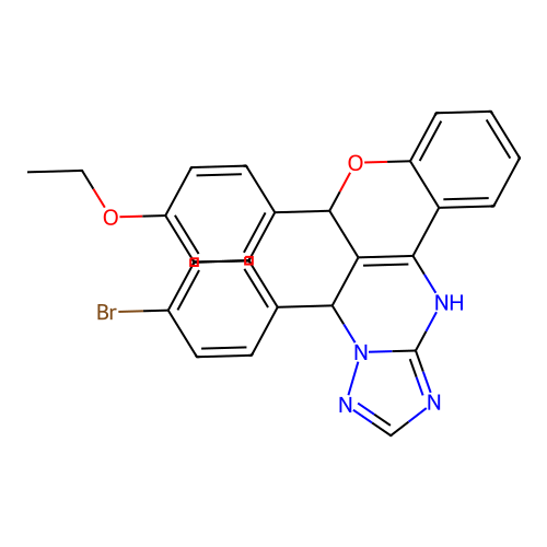 7-(4-bromophenyl)-6-(4-ethoxyphenyl)-7,12-dihydro-6H-chromeno[4,3-d][1,2,4]triazolo[1,5-a]pyrimidine structure