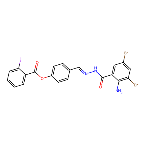 4-(2-(2-Amino-3,5-dibromobenzoyl)carbohydrazonoyl)phenyl 2-iodobenzoate structure