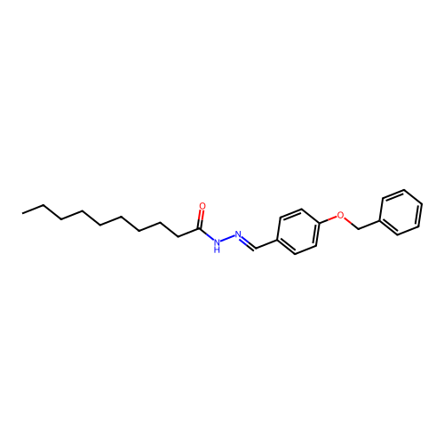 N-[(4-phenylmethoxyphenyl)methylideneamino]decanamide structure