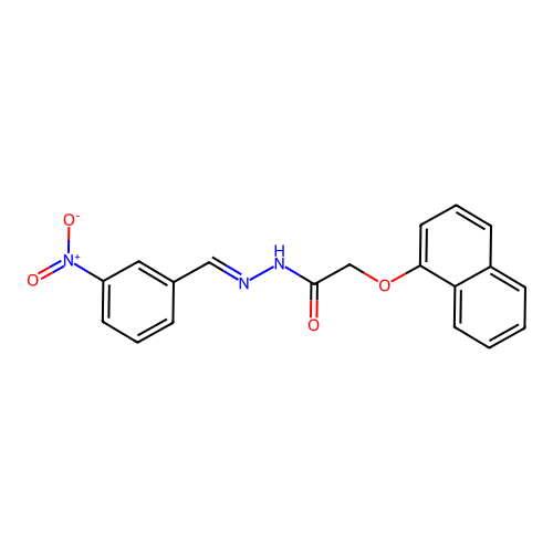 2-(1-naphthyloxy)-N-[(3-nitrophenyl)methyleneamino]acetamide structure