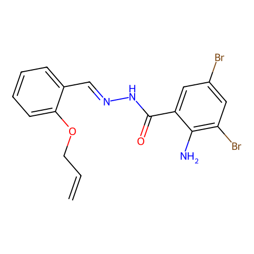 2-amino-3,5-dibromo-N-[(2-prop-2-enoxyphenyl)methylideneamino]benzamide structure
