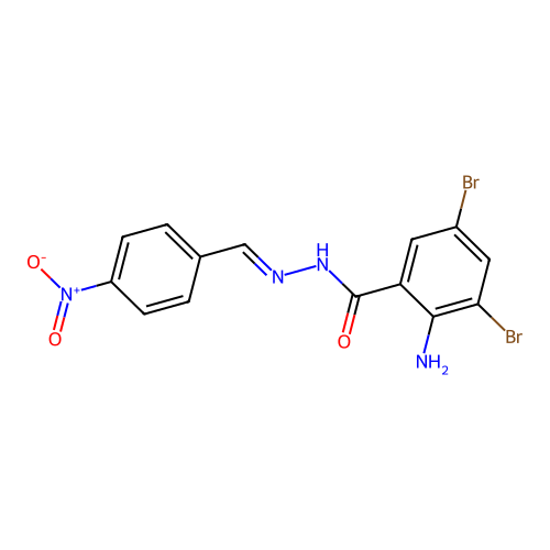 2-amino-3,5-dibromo-N-[(4-nitrophenyl)methylideneamino]benzamide structure