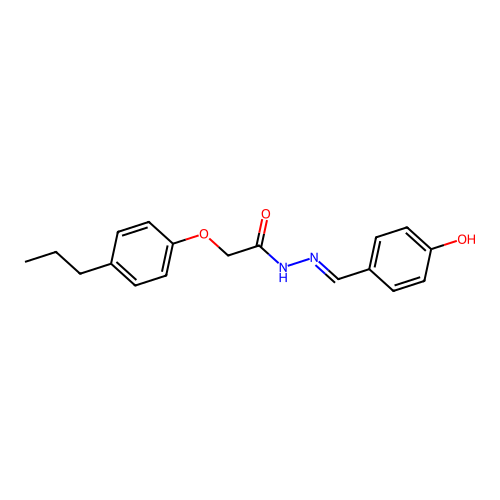 N-[(4-hydroxyphenyl)methylideneamino]-2-(4-propylphenoxy)acetamide structure