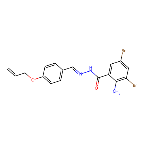 2-amino-3,5-dibromo-N-[(4-prop-2-enoxyphenyl)methylideneamino]benzamide structure