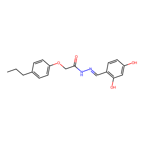 N-[(2,4-dihydroxyphenyl)methylideneamino]-2-(4-propylphenoxy)acetamide structure