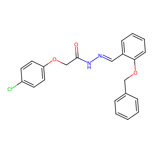 2-(4-chlorophenoxy)-N-[(2-phenylmethoxyphenyl)methylideneamino]acetamide structure