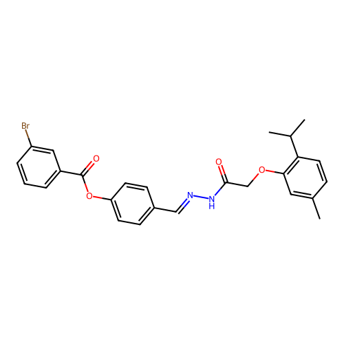 4-(2-((2-Isopropyl-5-methylphenoxy)AC)carbohydrazonoyl)phenyl 3-bromobenzoate structure