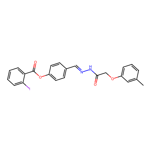 4-(2-((3-Methylphenoxy)acetyl)carbohydrazonoyl)phenyl 2-iodobenzoate structure