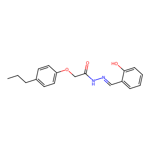 N-[(2-hydroxyphenyl)methylideneamino]-2-(4-propylphenoxy)acetamide structure